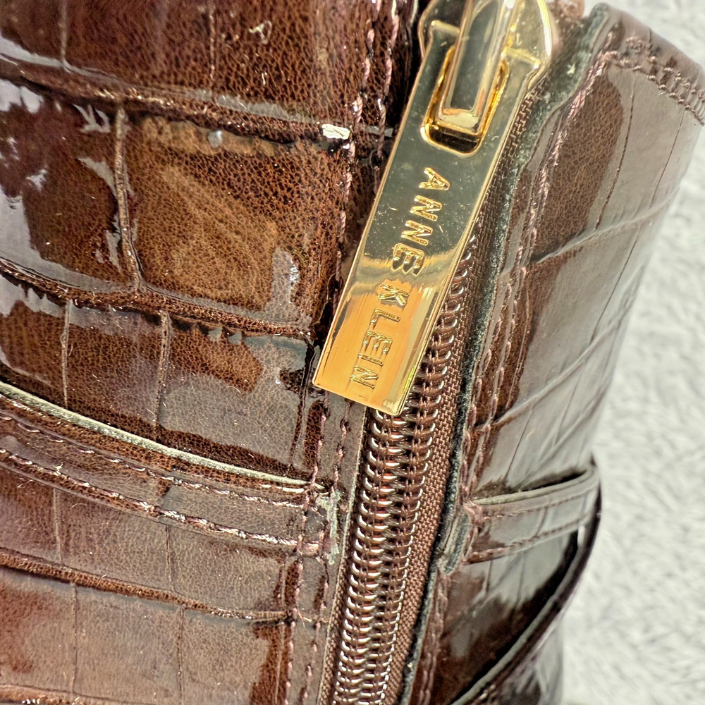 Anne Klein Makanda Ankle Boots Brown Croc Women's Size 8.5 Strappy Booties iFlex - Picture 10 of 12